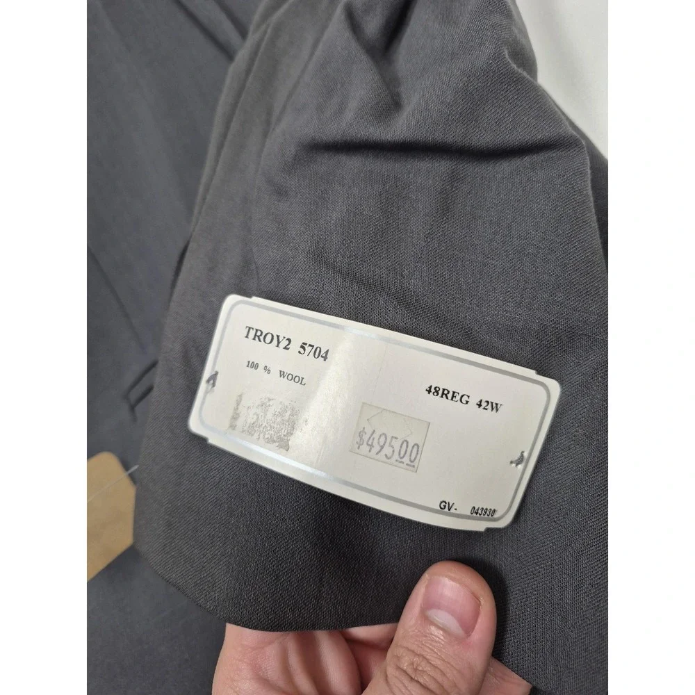 VTG Suit Mens 48 Gray Super 120s Wool 2 Piece 42x36 Business Wedding Canada NWT